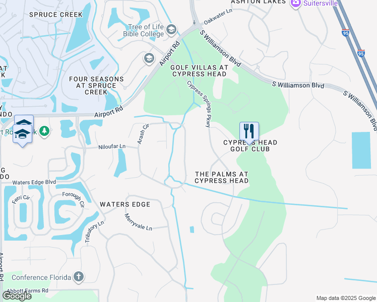 map of restaurants, bars, coffee shops, grocery stores, and more near 1737 Arash Circle in Port Orange