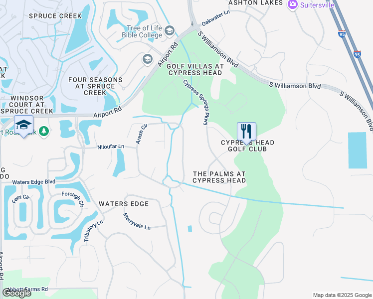 map of restaurants, bars, coffee shops, grocery stores, and more near 1743 Arash Circle in Port Orange