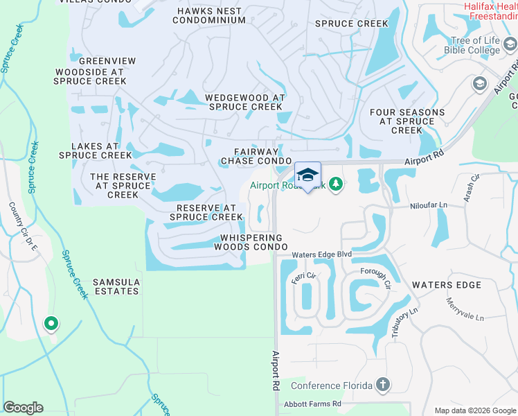 map of restaurants, bars, coffee shops, grocery stores, and more near 830 Airport Road in Port Orange