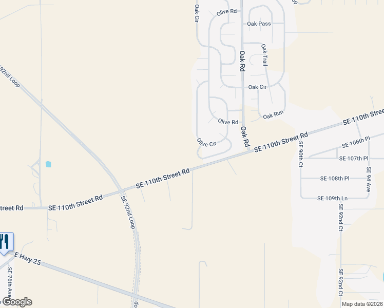 map of restaurants, bars, coffee shops, grocery stores, and more near 3 Olive Circle Loop in Ocala