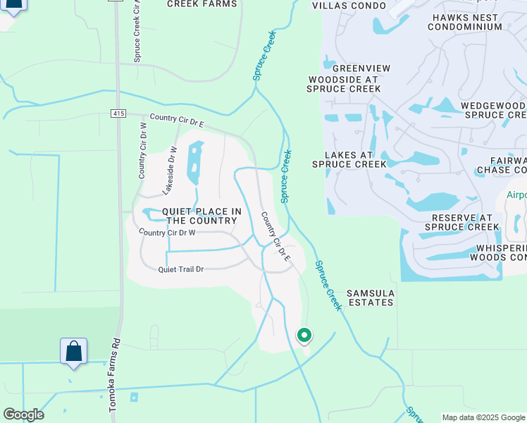 map of restaurants, bars, coffee shops, grocery stores, and more near Country Circle Drive East in Port Orange