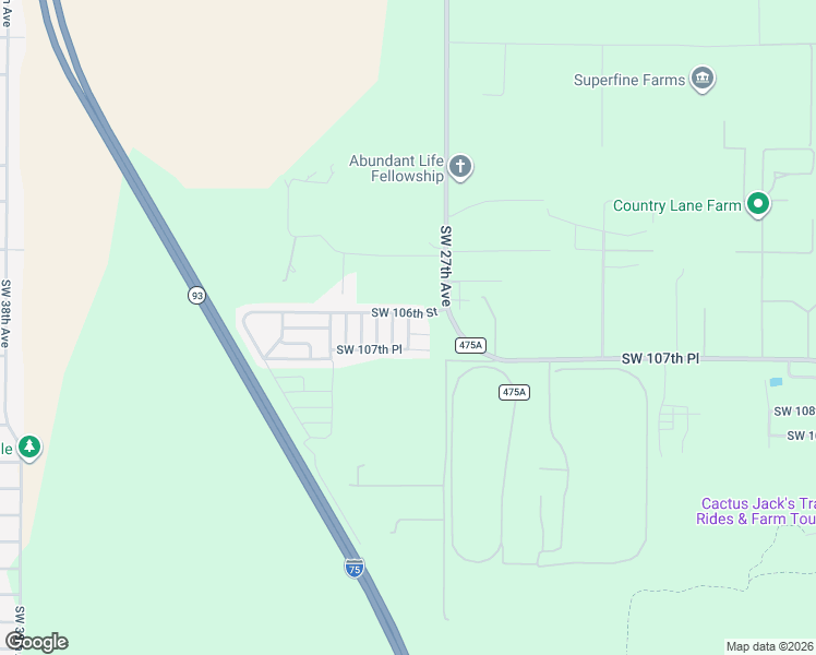 map of restaurants, bars, coffee shops, grocery stores, and more near 10620 Southwest 27th Avenue in Ocala