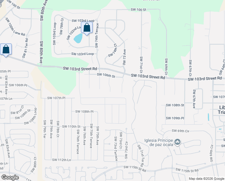 map of restaurants, bars, coffee shops, grocery stores, and more near 10729 Southwest 74th Avenue in Ocala