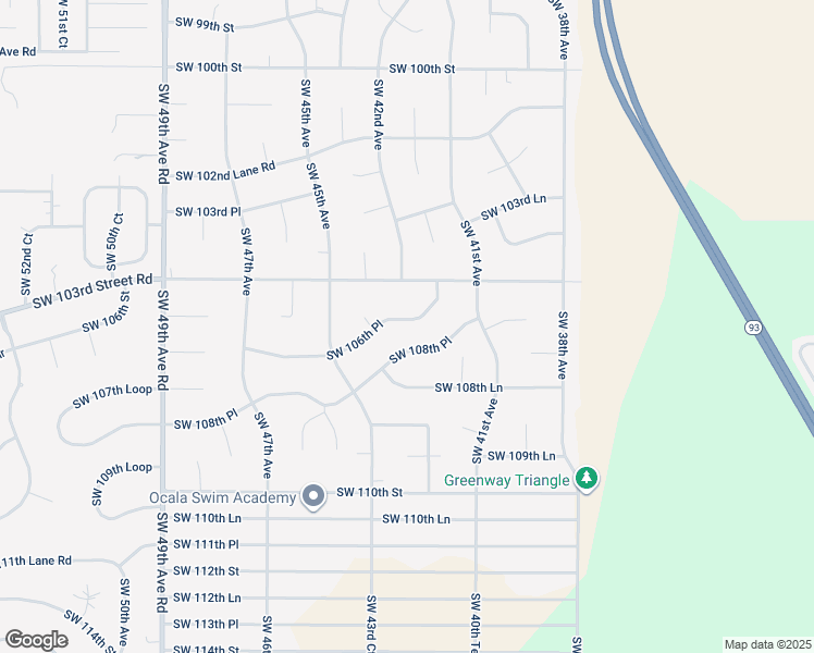 map of restaurants, bars, coffee shops, grocery stores, and more near 4280 Southwest 106th Place in Ocala