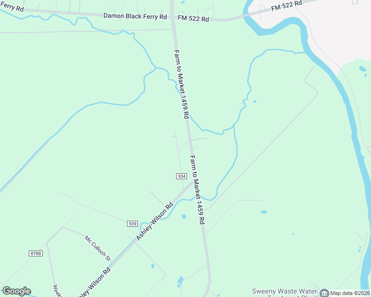 map of restaurants, bars, coffee shops, grocery stores, and more near 1652 County Road 934A in Sweeny