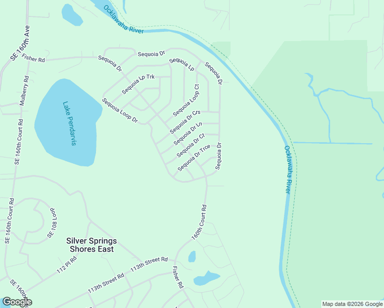 map of restaurants, bars, coffee shops, grocery stores, and more near Sequoia Drive in Ocklawaha