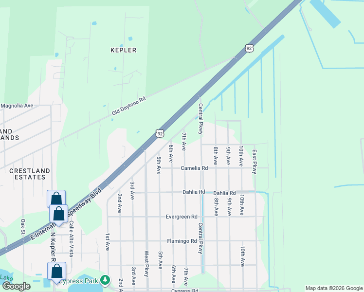 map of restaurants, bars, coffee shops, grocery stores, and more near 2315 6th Avenue in DeLand