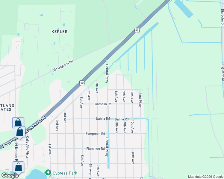 map of restaurants, bars, coffee shops, grocery stores, and more near 2322 8th Avenue in DeLand