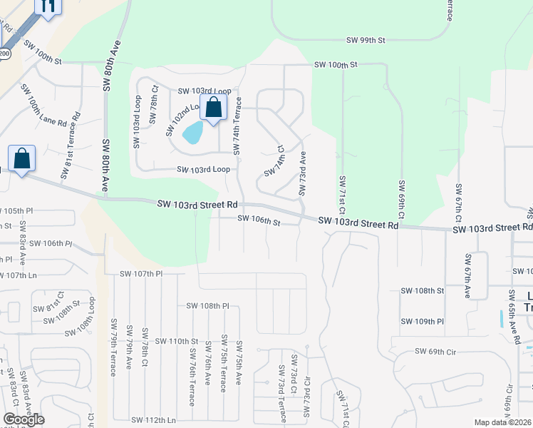 map of restaurants, bars, coffee shops, grocery stores, and more near 10494 Southwest 74th Court in Ocala