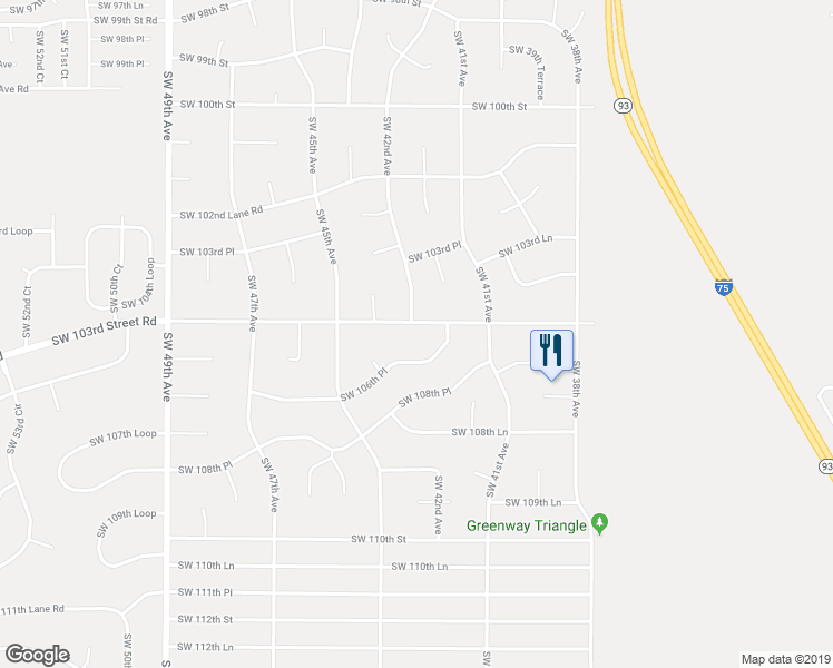 map of restaurants, bars, coffee shops, grocery stores, and more near 4190 Southwest 103rd Street Road in Ocala