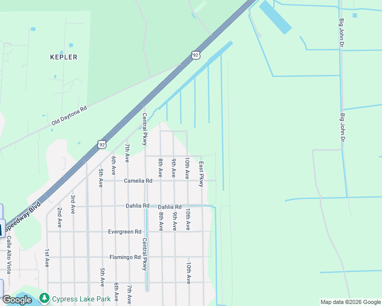 map of restaurants, bars, coffee shops, grocery stores, and more near 2365 10th Avenue in DeLand