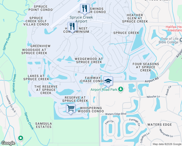 map of restaurants, bars, coffee shops, grocery stores, and more near 1998 Royal Troon Court in Port Orange