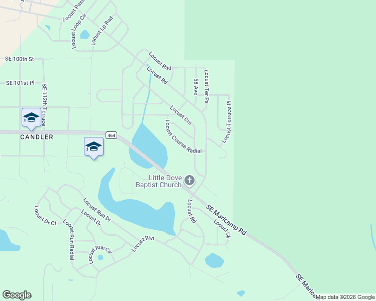 map of restaurants, bars, coffee shops, grocery stores, and more near 17 Locust Crs Rad in Ocala