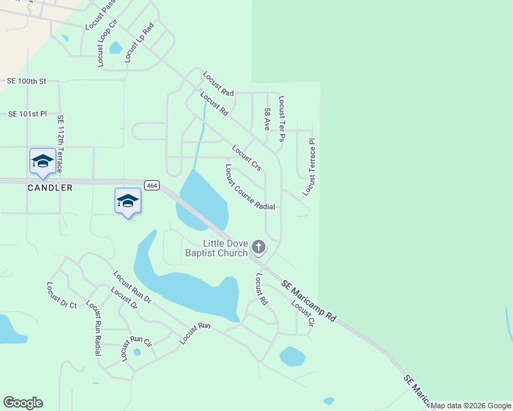 map of restaurants, bars, coffee shops, grocery stores, and more near 17 Locust Crs Rad in Ocala