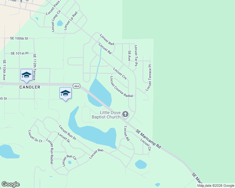 map of restaurants, bars, coffee shops, grocery stores, and more near 17 Locust Course Radial in Ocala