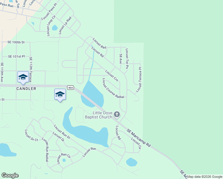 map of restaurants, bars, coffee shops, grocery stores, and more near 17 Locust Crs Rad in Ocala