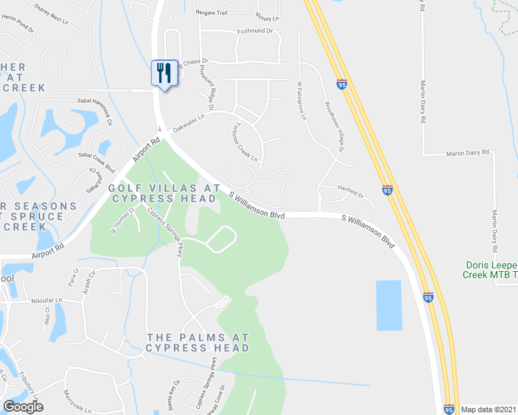 map of restaurants, bars, coffee shops, grocery stores, and more near 6305 South Williamson Boulevard in Port Orange