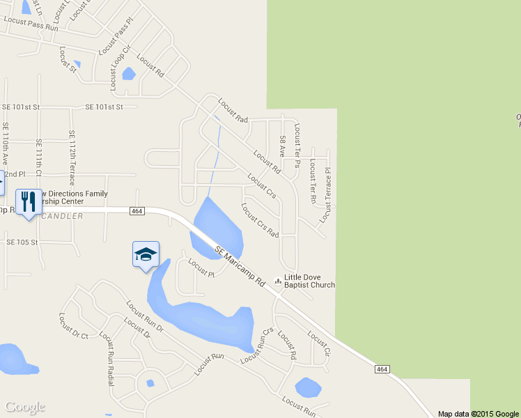 map of restaurants, bars, coffee shops, grocery stores, and more near 10 Locust Course Lane in Ocala