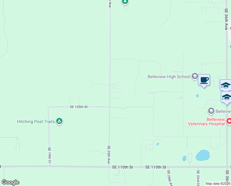 map of restaurants, bars, coffee shops, grocery stores, and more near 10387 Southeast 25th Avenue in Ocala