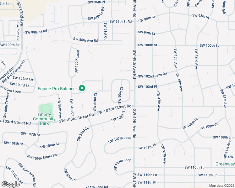 map of restaurants, bars, coffee shops, grocery stores, and more near 10400 Southwest 50th Court in Ocala