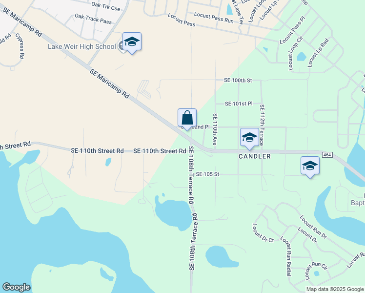 map of restaurants, bars, coffee shops, grocery stores, and more near 10831 Southeast 110th Street Road in Belleview