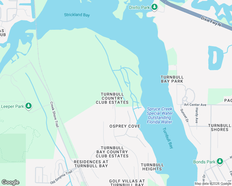 map of restaurants, bars, coffee shops, grocery stores, and more near 2852 Turnbull Estates Drive in New Smyrna Beach