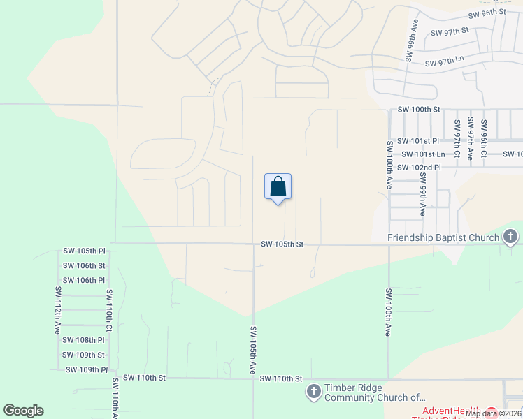 map of restaurants, bars, coffee shops, grocery stores, and more near 10475 Southwest 105th Street in Ocala