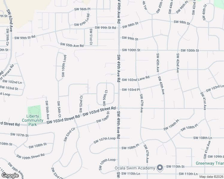 map of restaurants, bars, coffee shops, grocery stores, and more near 5057 Southwest 104th Loop in Ocala