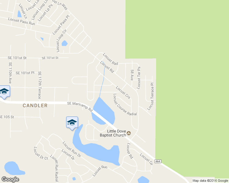 map of restaurants, bars, coffee shops, grocery stores, and more near 25 Locust Radial Course in Ocala