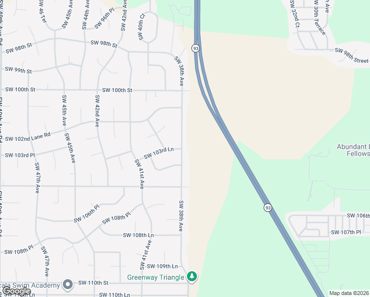 map of restaurants, bars, coffee shops, grocery stores, and more near 10377 Southwest 38th Avenue in Ocala