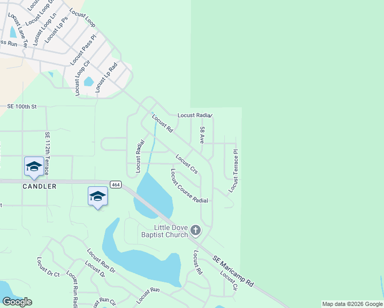 map of restaurants, bars, coffee shops, grocery stores, and more near 369 Locust Road in Ocala