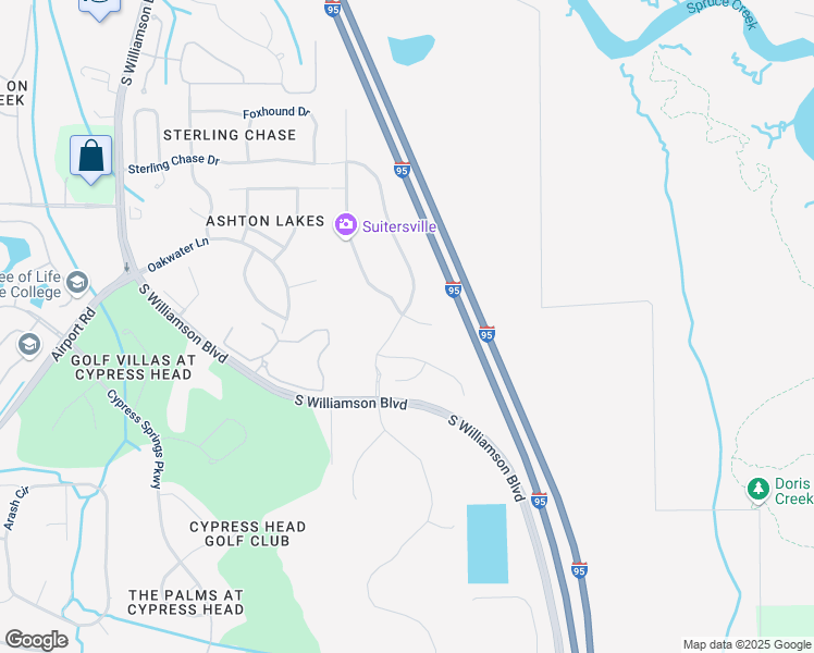 map of restaurants, bars, coffee shops, grocery stores, and more near 6308 East Fallsgrove Lane in Port Orange