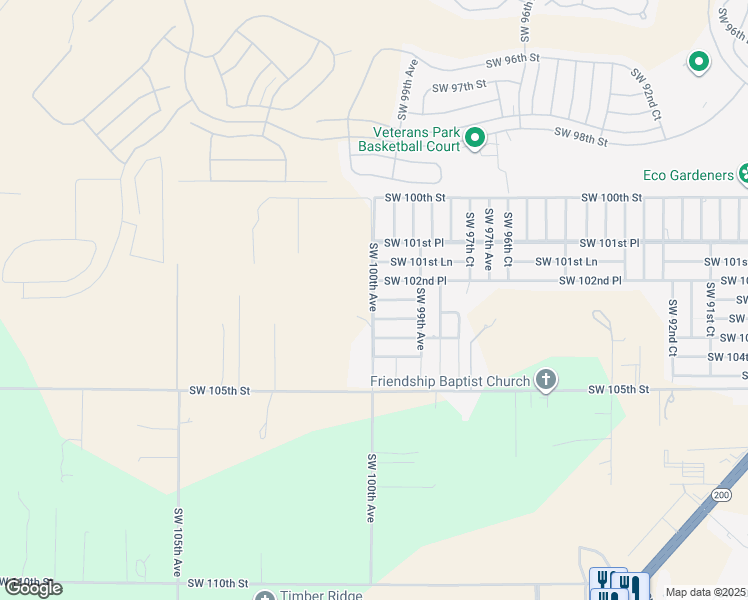 map of restaurants, bars, coffee shops, grocery stores, and more near 11827 Southwest 102nd Lane in Ocala