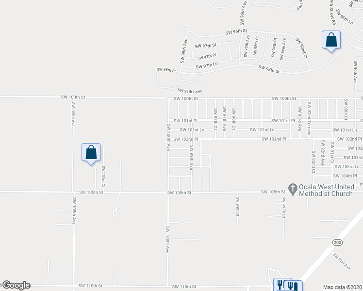 map of restaurants, bars, coffee shops, grocery stores, and more near 9921 Southwest 103rd Place in Ocala