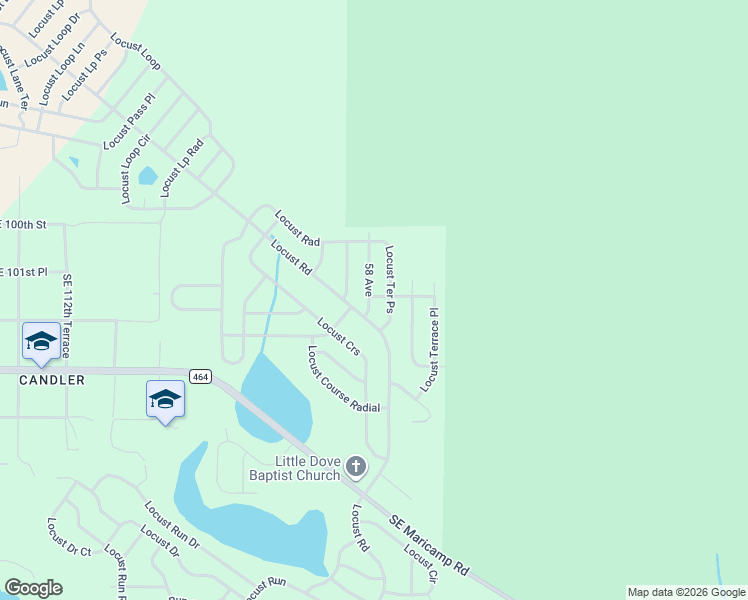 map of restaurants, bars, coffee shops, grocery stores, and more near Locust Ter Ps in Ocala