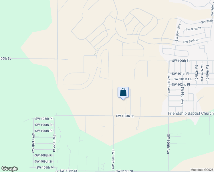 map of restaurants, bars, coffee shops, grocery stores, and more near Southwest 105th Avenue in Ocala