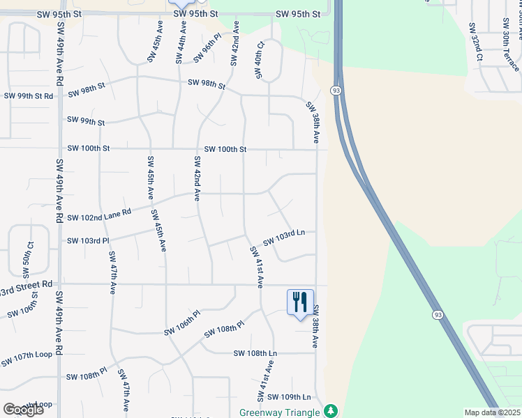 map of restaurants, bars, coffee shops, grocery stores, and more near 4025 Southwest 102nd Place in Ocala