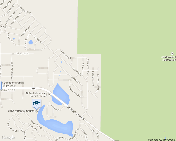 map of restaurants, bars, coffee shops, grocery stores, and more near Locust Ter Ps in Marion County