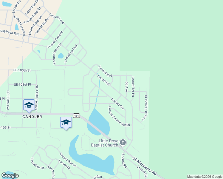 map of restaurants, bars, coffee shops, grocery stores, and more near 345-349 Locust Road in Ocala