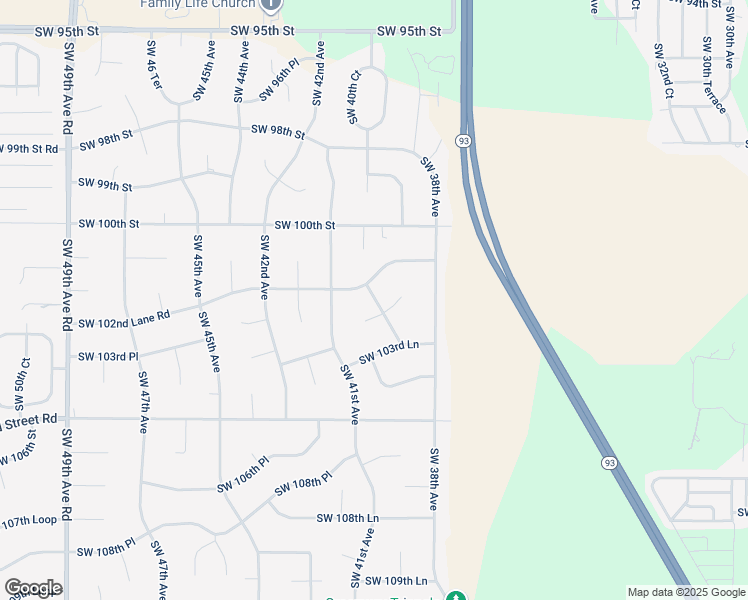 map of restaurants, bars, coffee shops, grocery stores, and more near 4025 Southwest 102nd Place in Ocala