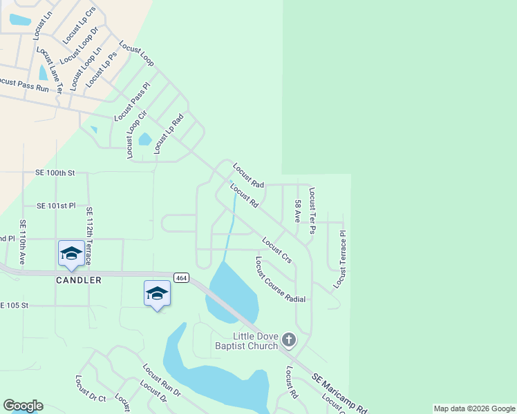 map of restaurants, bars, coffee shops, grocery stores, and more near 345 Locust Road in Ocala