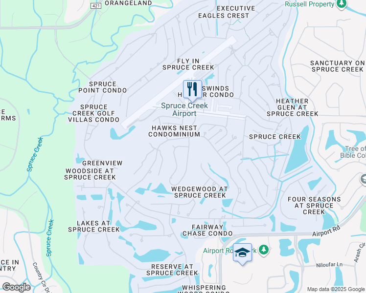 map of restaurants, bars, coffee shops, grocery stores, and more near 1932 Seclusion Drive in Port Orange