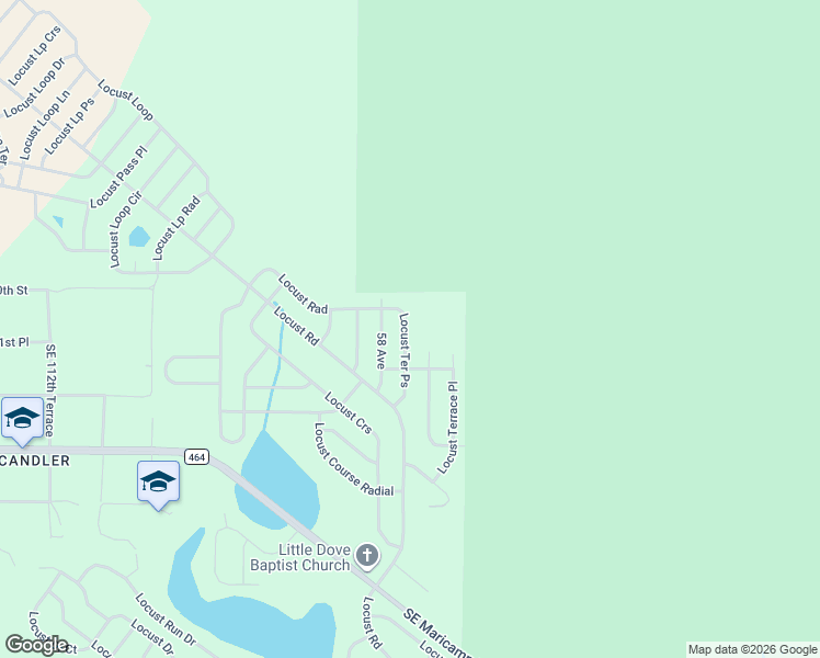 map of restaurants, bars, coffee shops, grocery stores, and more near Locust Ter Ps in Ocala