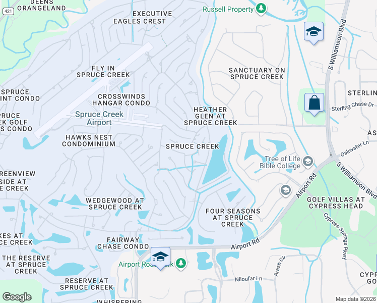 map of restaurants, bars, coffee shops, grocery stores, and more near 1810 Roscoe Turner Trail in Port Orange