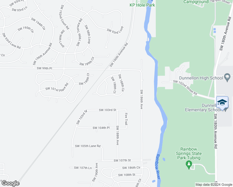 map of restaurants, bars, coffee shops, grocery stores, and more near 10045 Southwest 188th Circle in Dunnellon