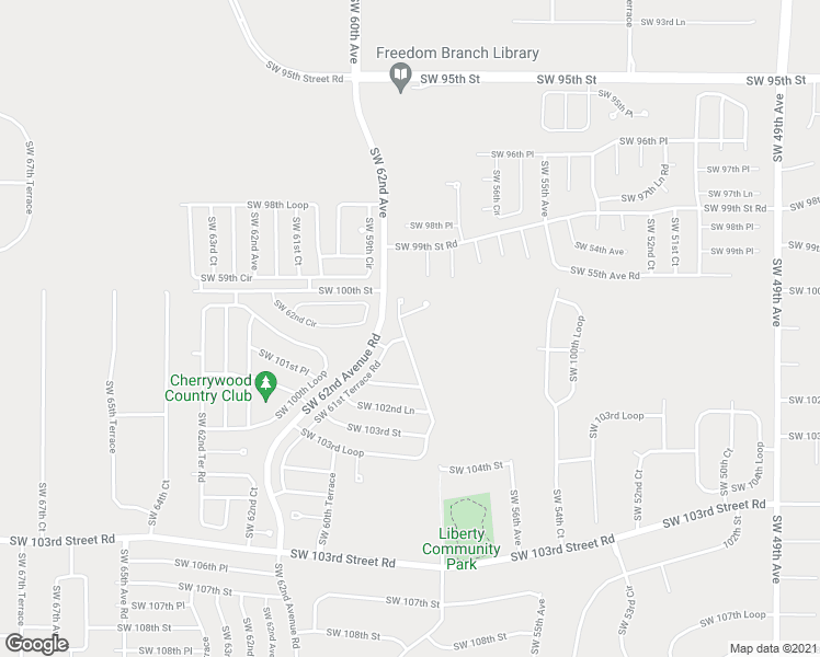 map of restaurants, bars, coffee shops, grocery stores, and more near 5848 Southwest 103rd Loop in Ocala