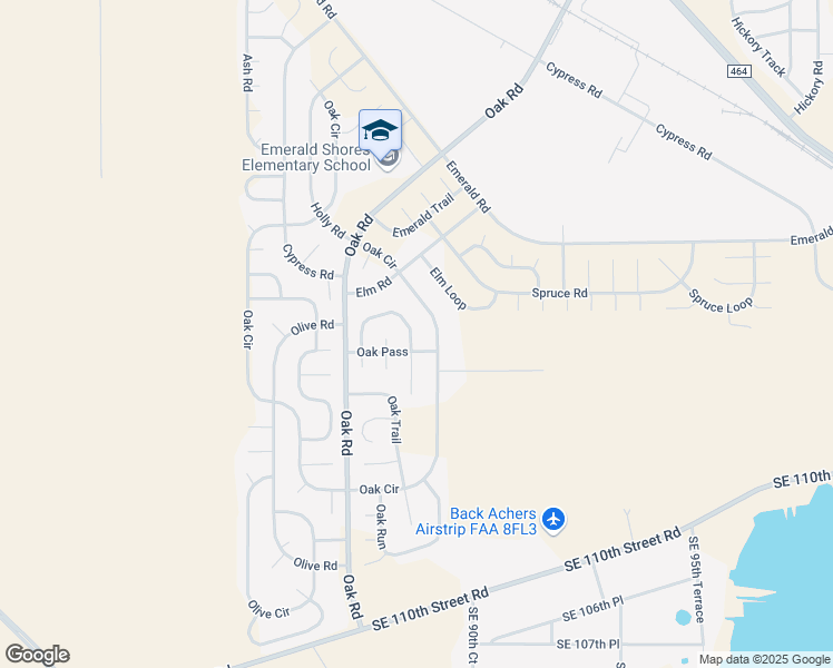 map of restaurants, bars, coffee shops, grocery stores, and more near 36 Oak Pass Loop in Ocala