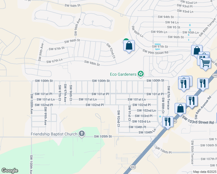 map of restaurants, bars, coffee shops, grocery stores, and more near 9281 Southwest 101st Place in Ocala