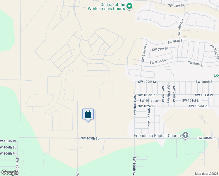 map of restaurants, bars, coffee shops, grocery stores, and more near 10210 Southwest 100th Street in Ocala