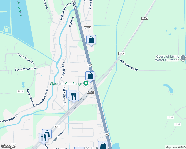 map of restaurants, bars, coffee shops, grocery stores, and more near 4501 Brazosport Boulevard North in Richwood
